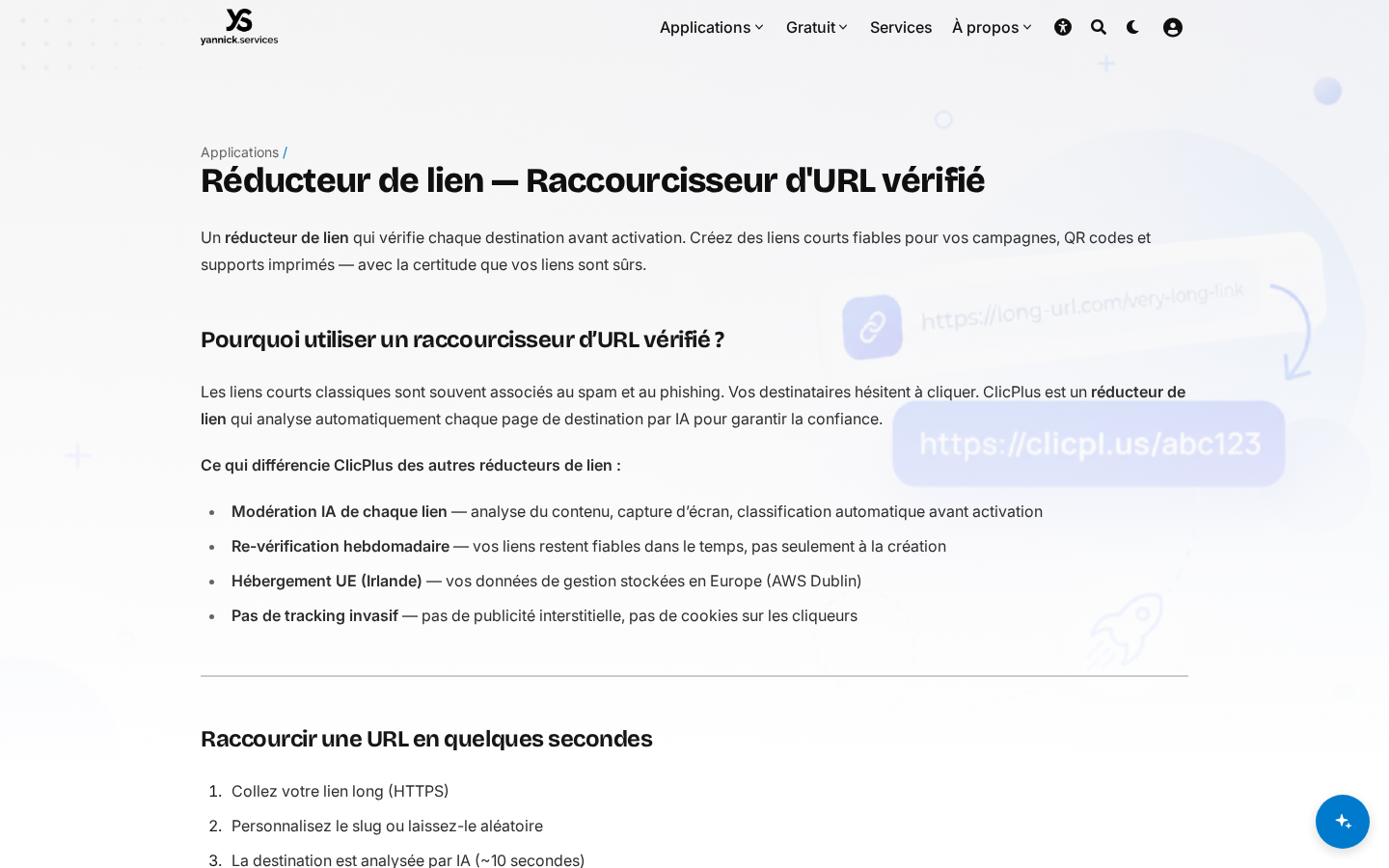 Aperçu du dashboard ClicPlus